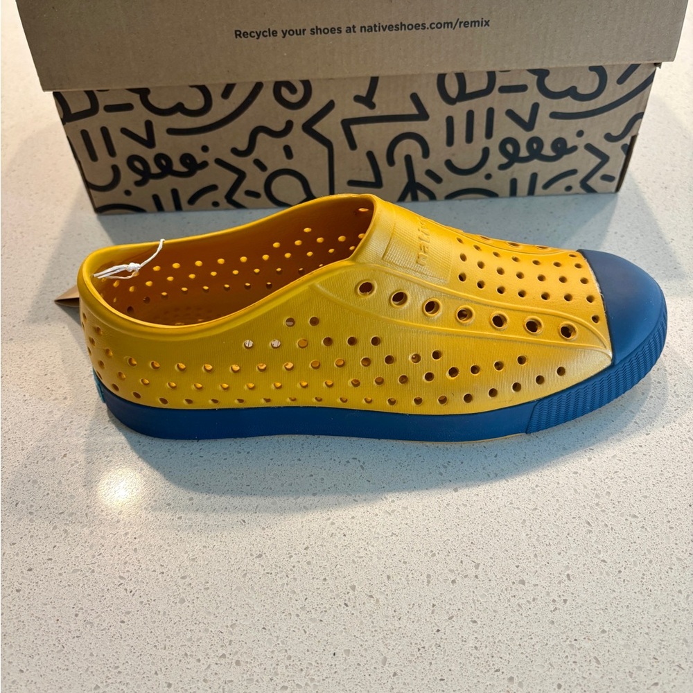 Native Big Kids Shoes - Yellow and Blue Slip-On